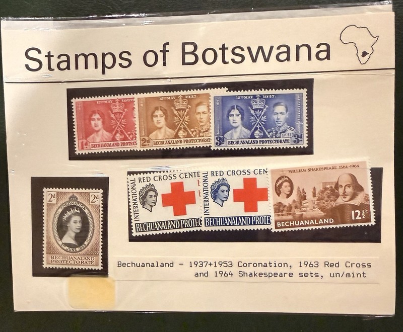 Botswana Stamps MNH Sets 1937 Coronation issue, Red Cross and Shakespeare issue