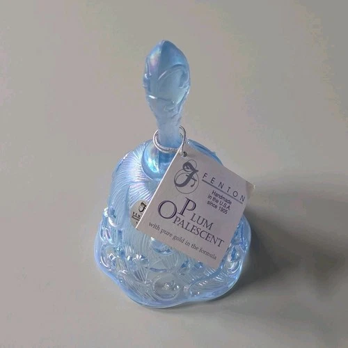 Fenton Plum Opalescent Glass Decorative Bell Handmade Art Glass