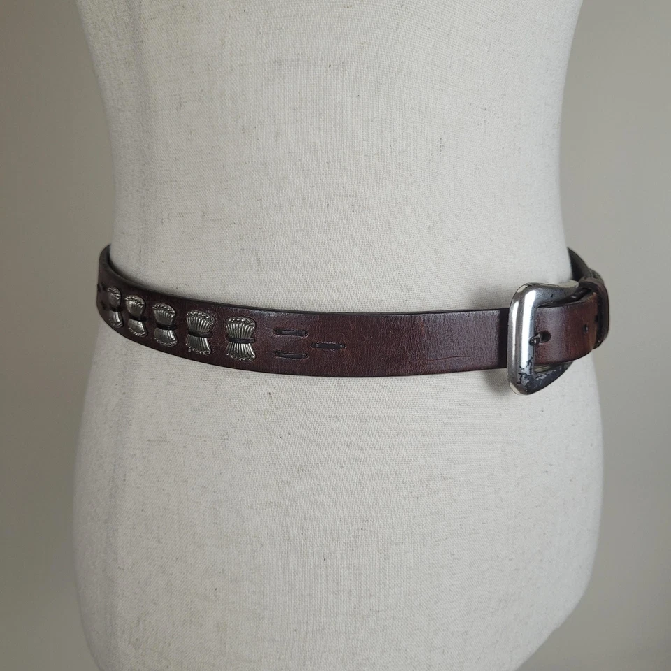 Fossil Belt Medium Brown Leather Buckle Western Concho Boho Western Cowgirl - Image 4 of 4