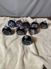 LOT OF 9 BRADFORD EDITIONS MYSTIC SPIRIT WOLF ORNAMENTS DARK BLUE BULB SILVER — photo 1