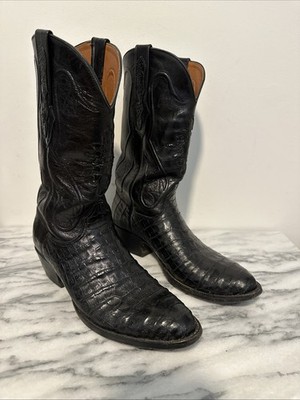 Black Jack Alligator Back Cut Cowboy Boots Mens Black Exotic 12  Tip To Toe VGUC