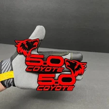 PAIR COYOTE 5.0 Emblem Badges REDBLACK Fender Angry Aggressive Racing