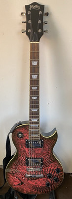 Jaxville LP2 Red Snake Print E-Gitarre (VERSANDKOSTENFREI UK)