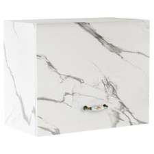 Pensile da Cucina Sopracappa Ribaltabile Sospeso da Parete Bianco Effetto Marmo