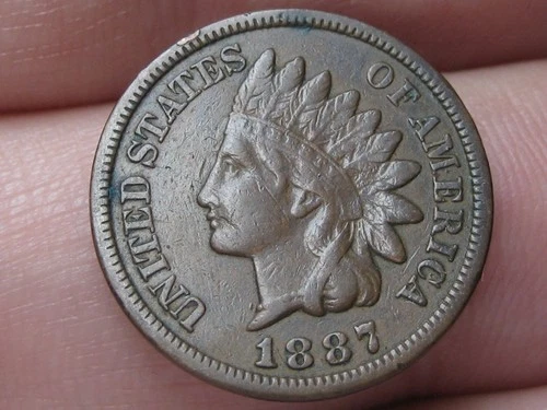 1887 Indian Head One Cent Penny- Chocolate Brown, VF/XF Details, Diamond