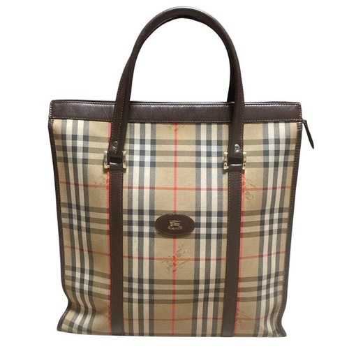 Burberry Nova Check Canvas Leather Tote Bag Men’s Large Authentic Shadow Horse