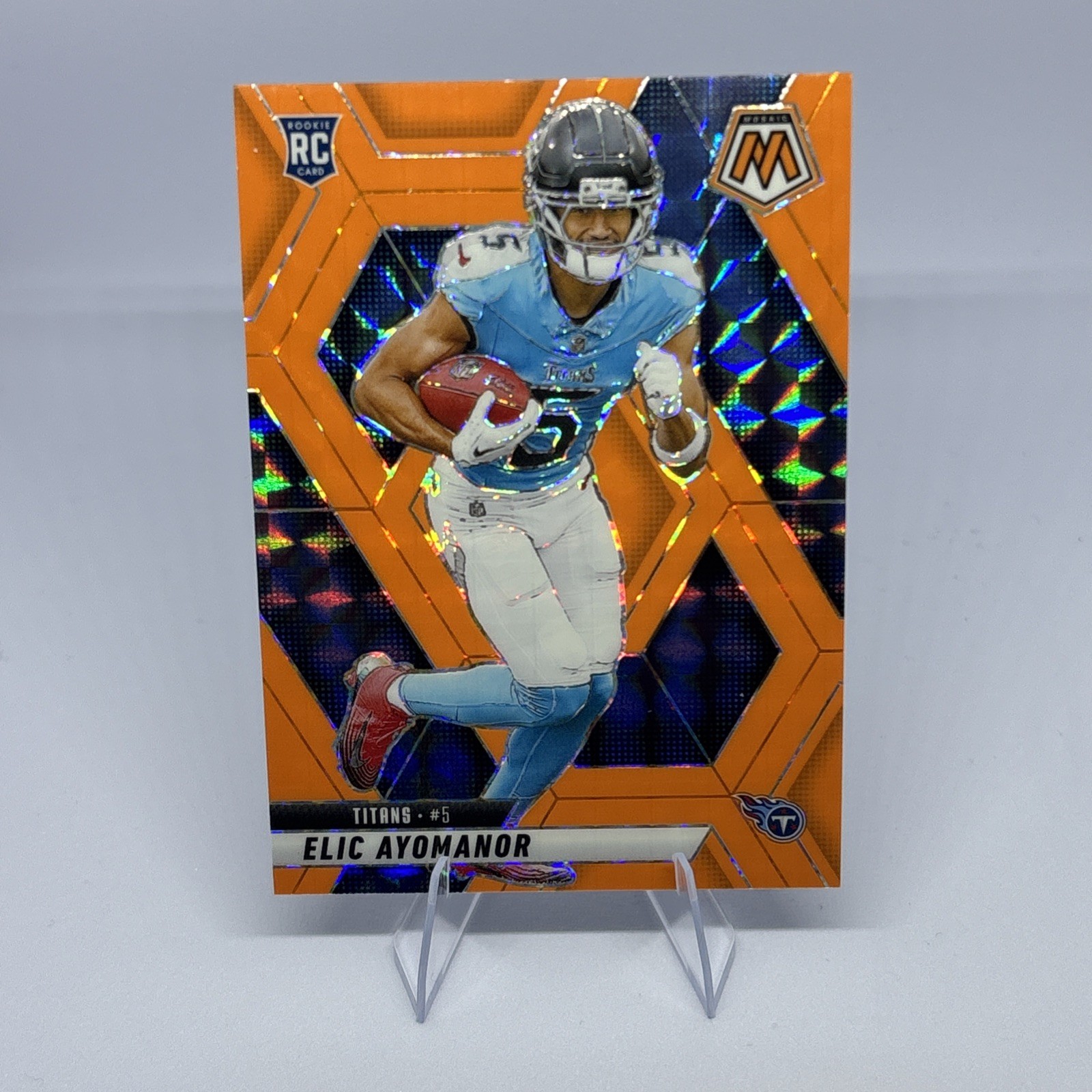 2025 Mosaic - Elic Ayomanor #333 Orange Fluorescent Mosaic - /25 (RC) Titans