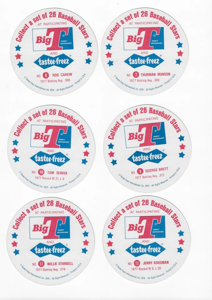 1977-78 Big T Tastee Freez Complete Set Carew, Brett, Brock, Yas, Seaver & more! - Image 4 of 4