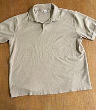 ZARA Men's Beige Solid Knit Polo Shirt XL Regular Short Sleeve Collared