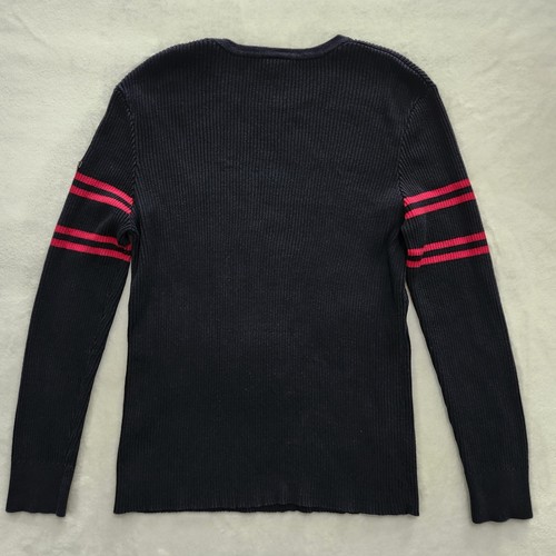 VTG Ralph Lauren Polo Jeans Company Mens Sweater XL Black Cotton Tight Knit Y2K - Picture 2 of 6