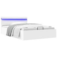 Vidaxl Bett Mit Bettkasten Hydraulisch Led Weiß Kunstleder 140X200 Cm Neu