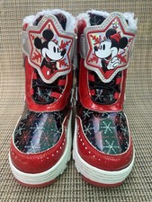 Disney Minnie And Mickey Red And Black Snow Boots size 12