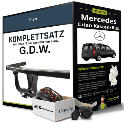 Für MERCEDES Citan Kasten/Bus W415 Anhängerkupplung starr +eSatz 13pol 12- AHK