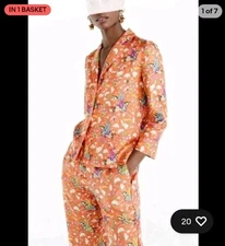 Drake's for J.Crew Collection Silk Pajama Top Orange Blouse Women's Size 2