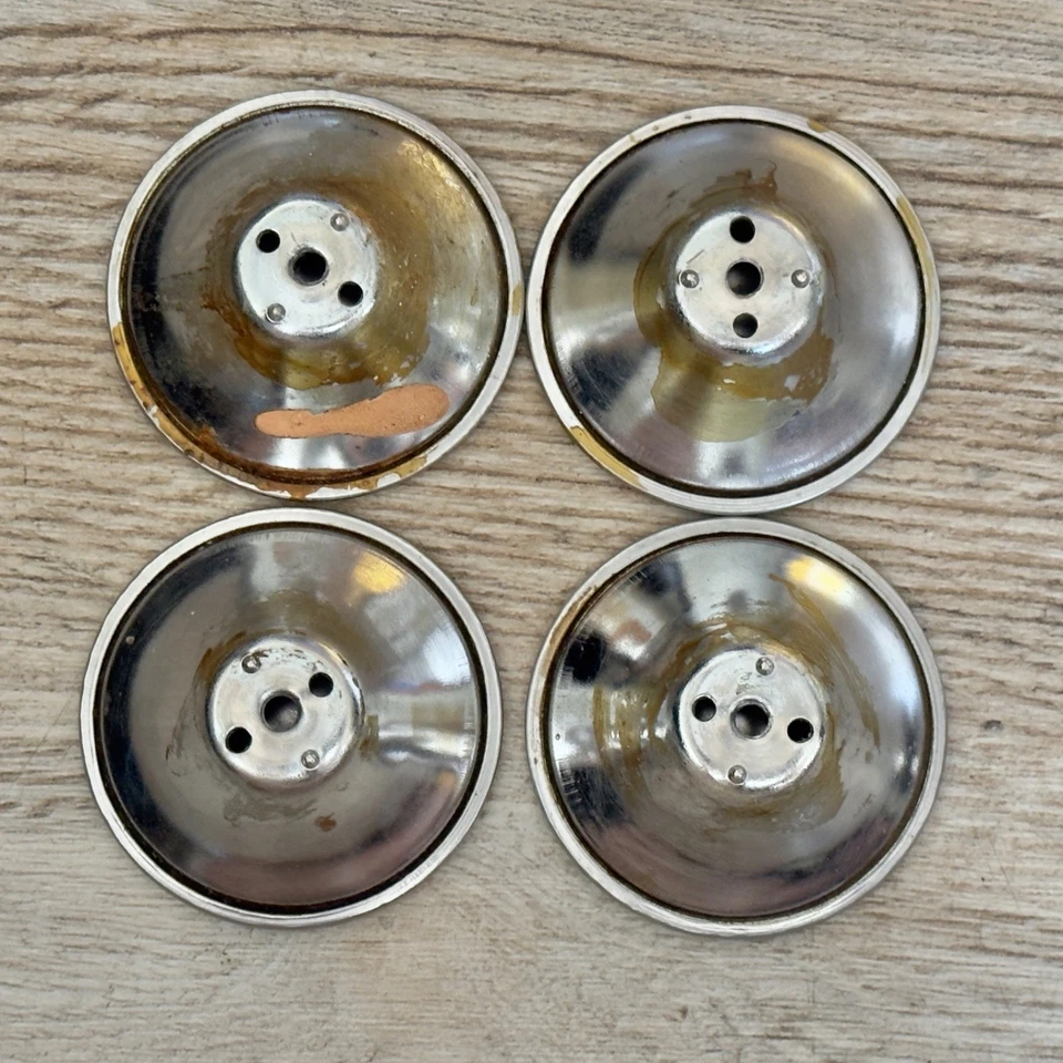 Lote de 4 tiradores de cajón cóncavos biselados vintage MCM de 2" cromo plata Foto 3 de 4