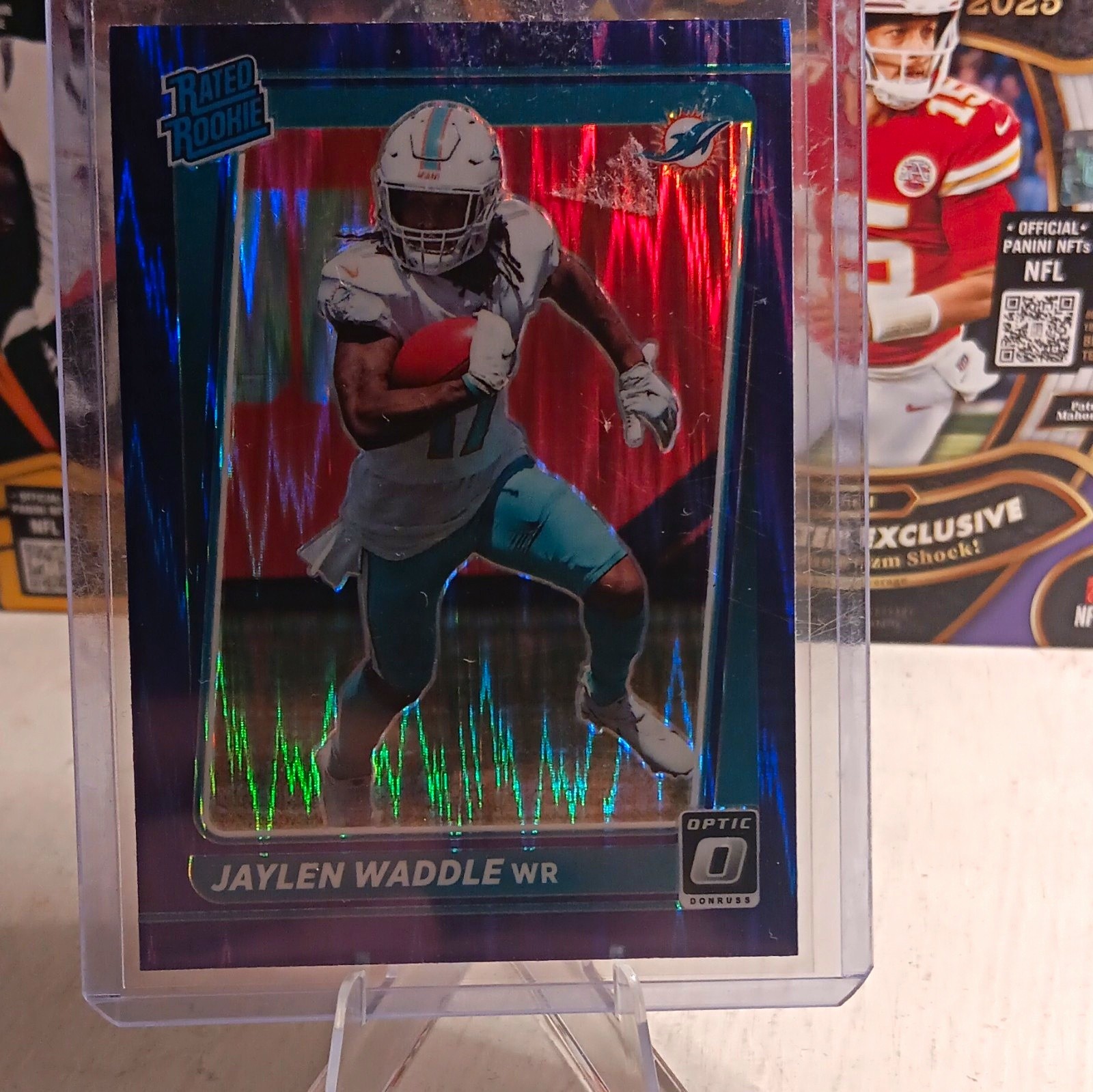 🔥🔥🔥2021 Optic Rated Rookie Jaylen Waddle Purple Shock🔥🔥🔥