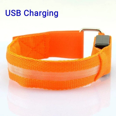 Night Running Armband LED Light Outdoor Sports USB Rechargeable Safety Belt Arm 