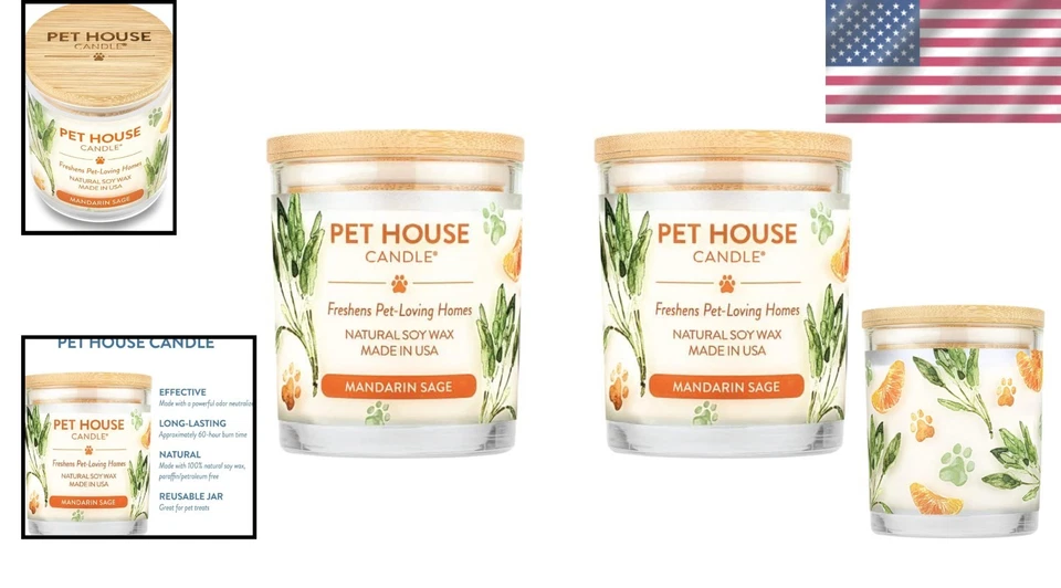 Long Lasting Pet Odor Candles, Mandarin Sage, 2 Pack - Image 2 of 4
