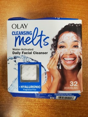 Olay Face Cleansing Melts w/ Hyaluronic Acid 32ct Fragrance Free DAMG BOX - E10E