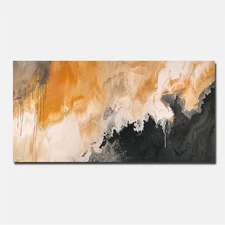 Hand Painted Oil Painting On Canvas Abstract Wall Art Modern Home Decor Yellow 