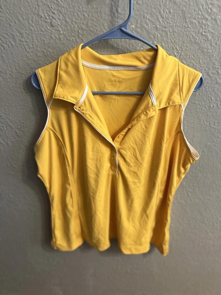 Camisa de golf Slazenger para mujer talla XL sin mangas amarilla 1/3 abotonada Foto 3 de 4