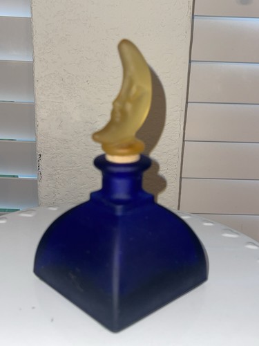 Vintage Matte Cobalt Blue Celestial Moon Lid Stopper Perfume Bottle Cork