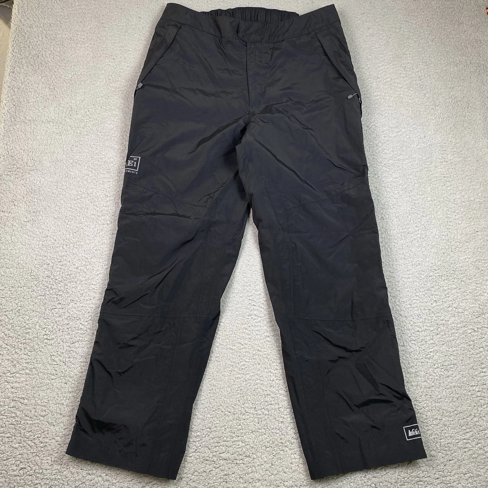 REI Elements Rain Pants Men's Size L Windbreaker Lined Outdoor Hiking Full Zip