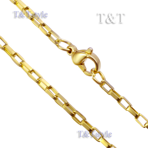 UNIQUE T&T 2mm 14K Gold GP 316L Stainless Steel Box Chain (C33) - Picture 3 of 5