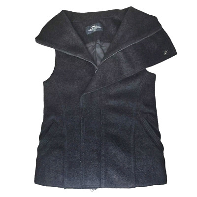 INITIAL Double Face Vest Black Boucle Wool Wrap Lightweight Women 3 Medium Y2K