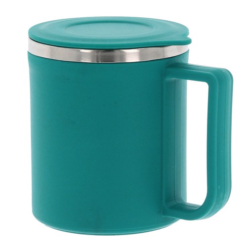 2x Coffee Mug Tea Cup Stainless Steel Double Walled Hot Drink Plastic Lid 200ml - Picture 6 of 21