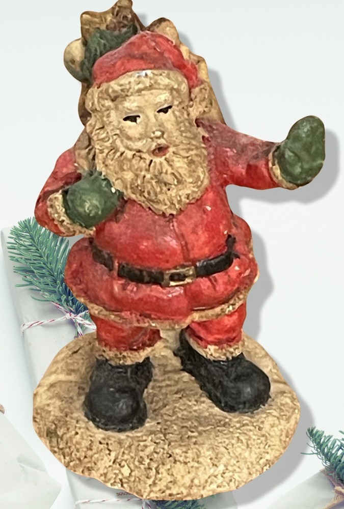 Shabby Santa Claus Small Resin St. Nick Christmas Village Holiday Decoration VTG