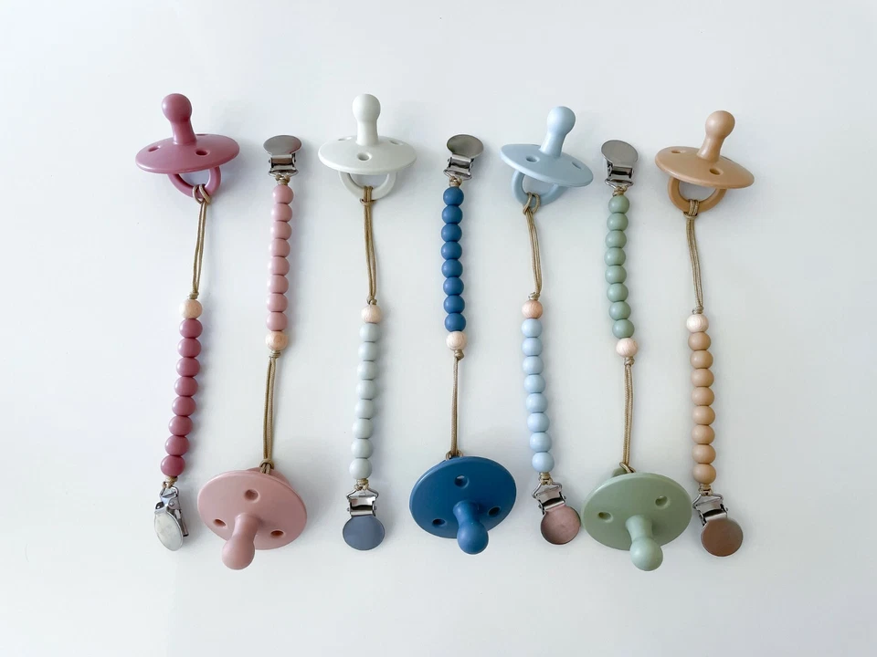 New Baby Silicone Pacifier Clip, Beechwood Teether Holder, Binky Clip, Baby Gift - Image 3 of 4