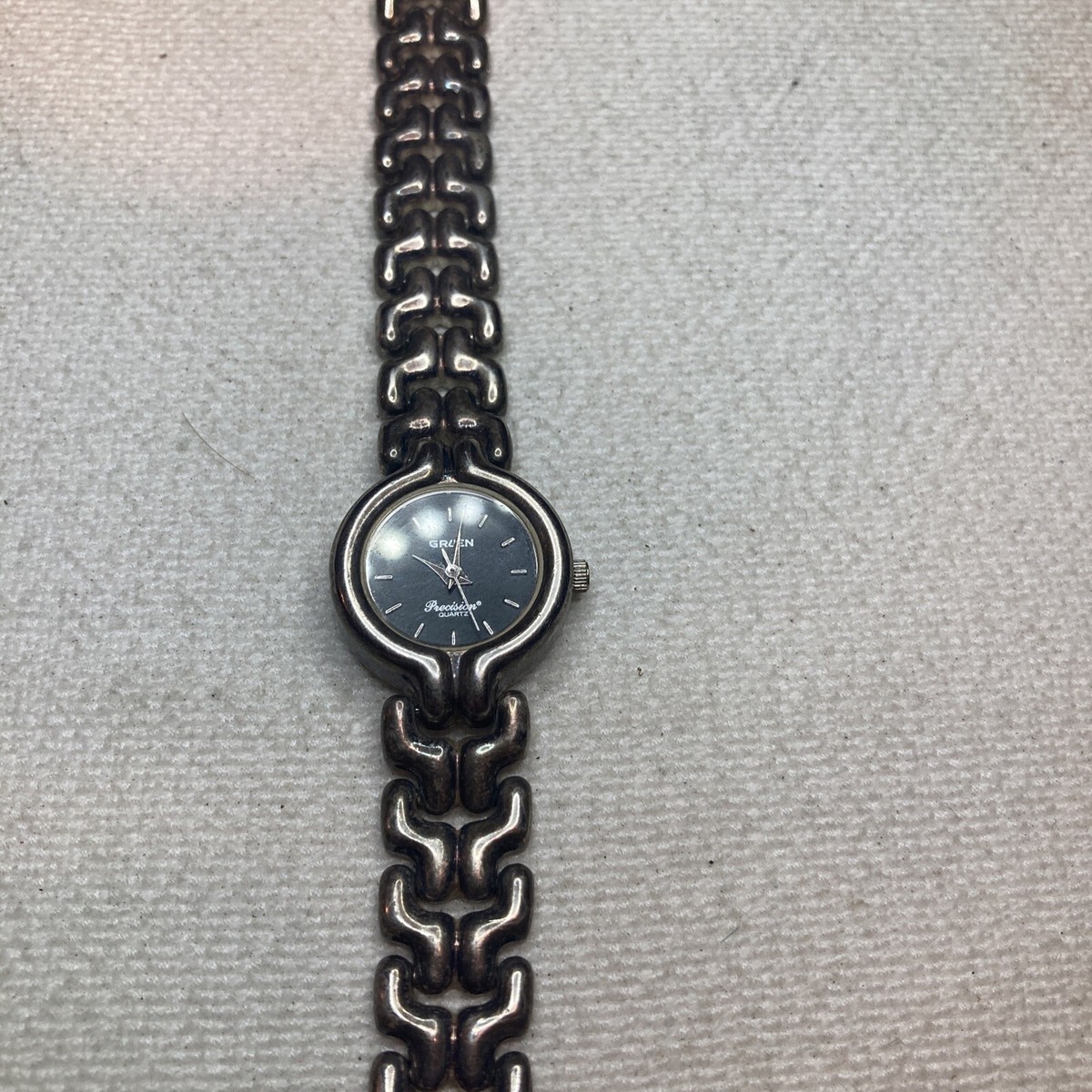Working Precision by Gruen Black Face Silvertone Watch | eBay