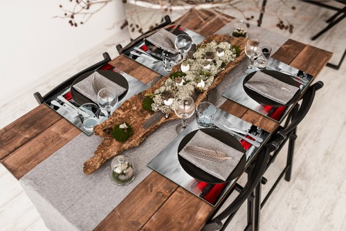 Placemats / Glass Cutting Boards Set of 4 Size 40x30cm /each Red Grey London - Picture 2 of 4