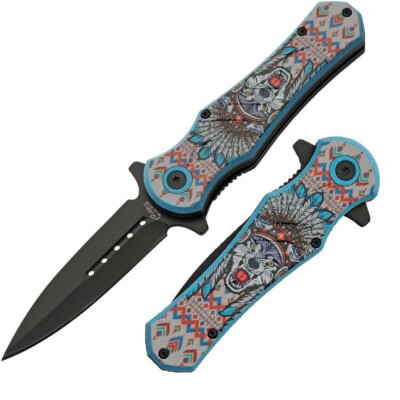 Rite Edge Headdress Assisted Folding Knife 3.5'' 3Cr13 Steel Blade ABS Handle