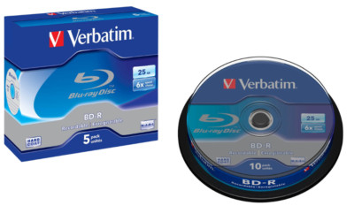 Verbatim BD-R Blu-ray CD Disk Rohlinge,25 GB 6x Speed in Jewel Case Spindel