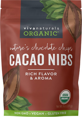 Organic Cacao Nibs, 8 oz (227 g) - Keto Friendly and Vegan, Unsweetened Chocolat