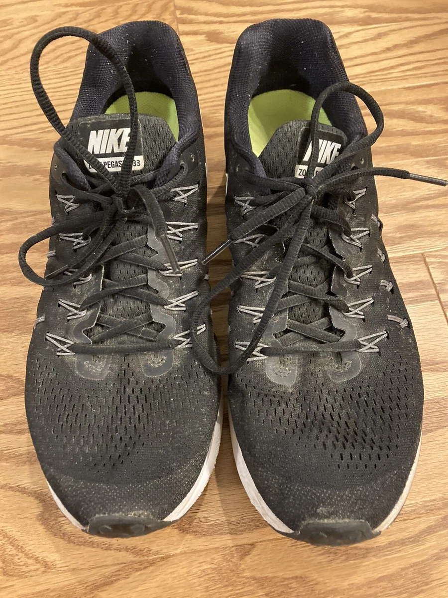 Nike Air Zoom Pegasus 33 Mens Size 12 Black White Running Shoes