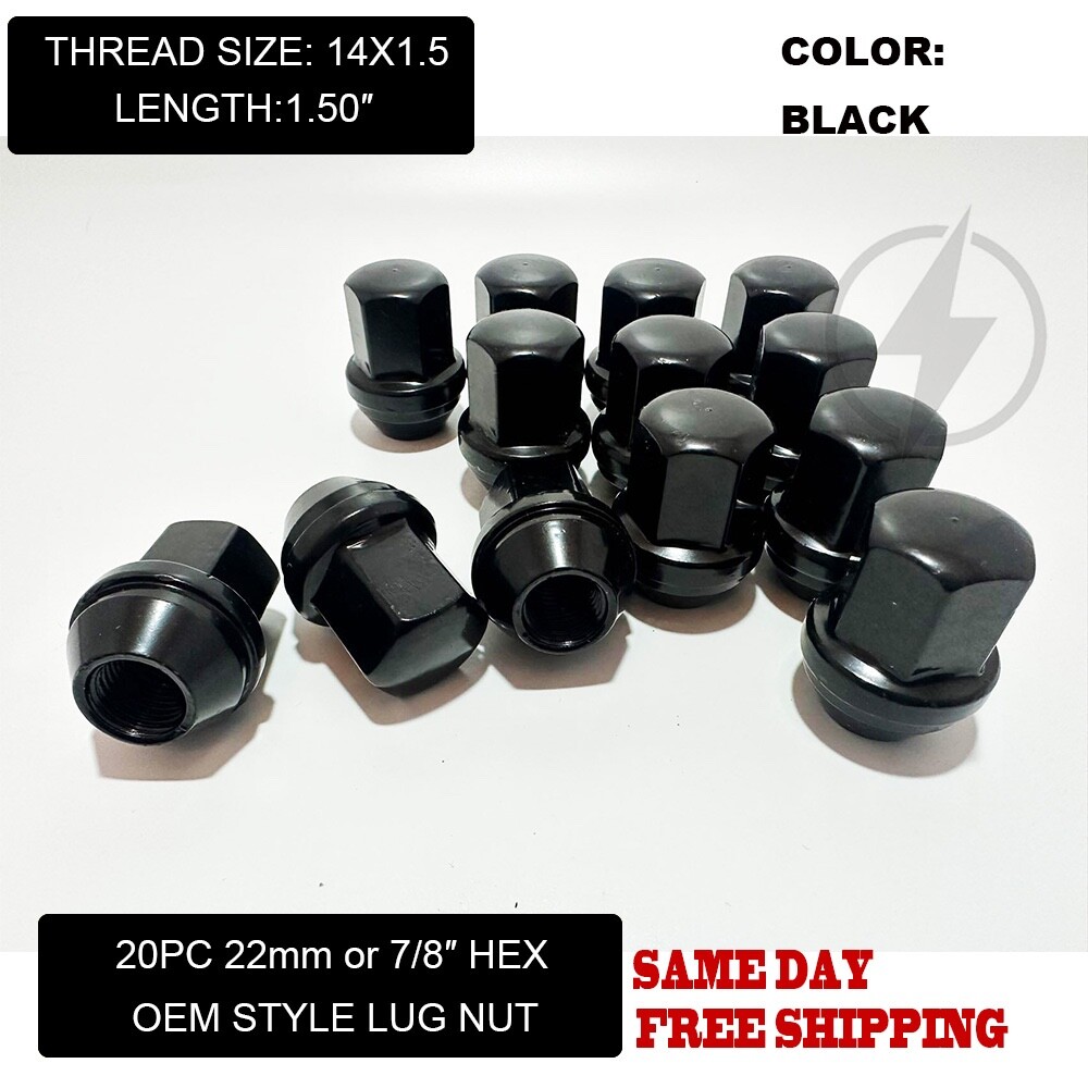 M14x1.5 Lug Nuts Black for 2015-2020 F150 24pcs 14x1.5 OEM Factory