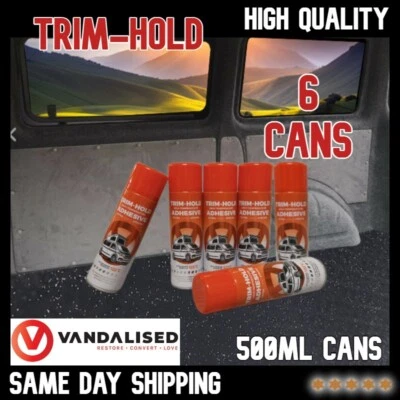 TRIMFIX TRIM HOLD fix Spray High Temperature Adhesive x6 Van Carpet Heat Resistant Glue