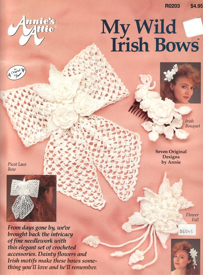 3 Leaflets to Crochet Lapel Pins Miniature Collars Irish Bows Flowers Lace Bows - Image 3 of 4