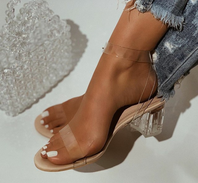 transparent block heels online