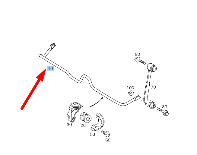 MERCEDES-BENZ CLK C209 Rear Torsion Bar A2093260065
