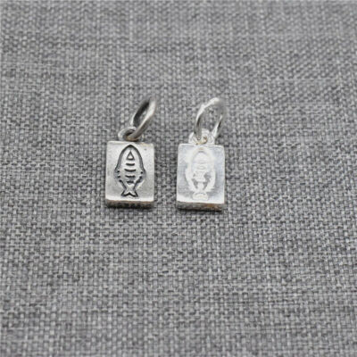 2 kleine rechteckige Fischanh?nger aus 925er Sterlingsilber f��r Armb?nder