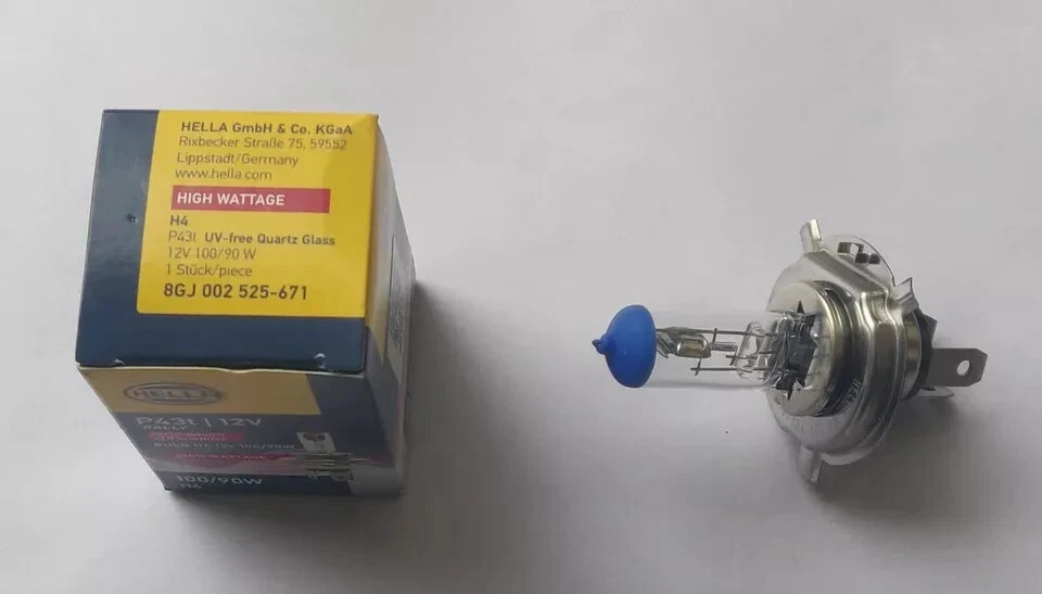 HELLA RALLY EXTRA BRIGHT H4 XENON HEADLIGHT BULB 12V 100/90W P43t FOR CARS BIKES - Image 4 of 4