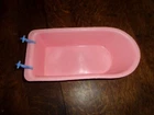 VINTAGE BARBIE SIZED PINK DELL PLASTIC CLAWFOOT STYLE BATHTUB DOLL BLUE FAUCETS