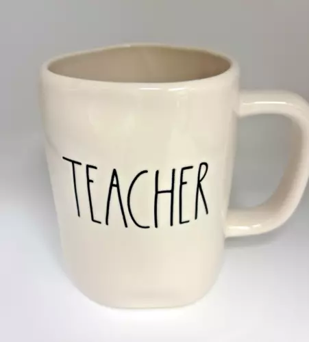 Rae Dunn TEACHER Artisan Collection Coffee Mug by Magenta Ivory NEW