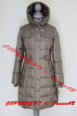 DKNY Down Quilted Bib Hooded Water Repellent Coat Puffer XL Mushroom