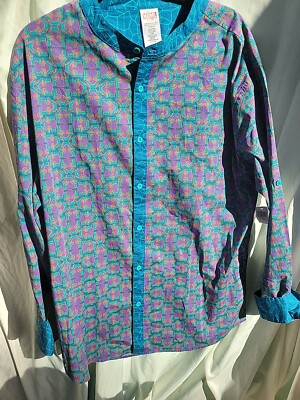 Disney Marvel Black Panther Purple And Teal  Casual Long Sleeve Button Down...