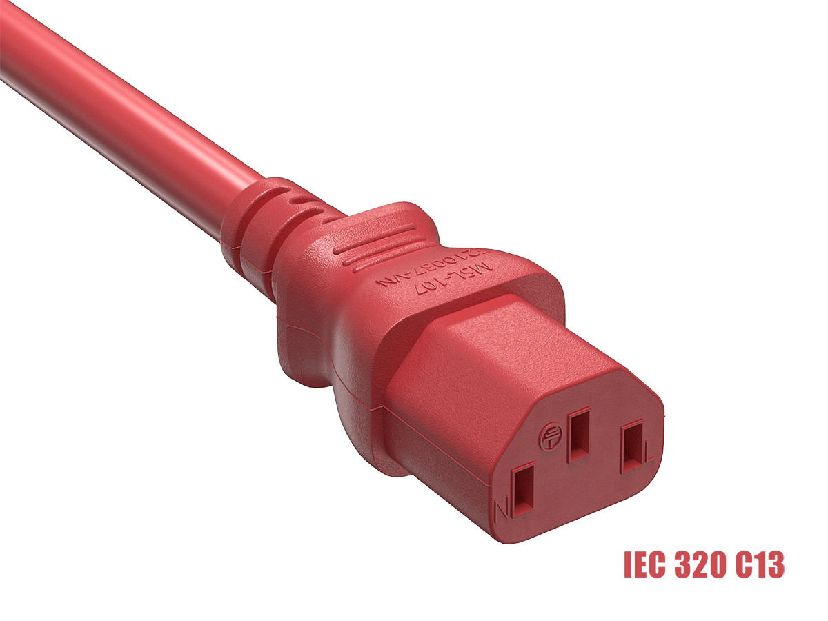Cable Leader 2ft C13 to C14 Heavy-Duty Power Extension Cord 14 AWG 15A RED